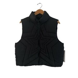 Madden Girl Black Star Pattern Puffer Vest Size Junior L